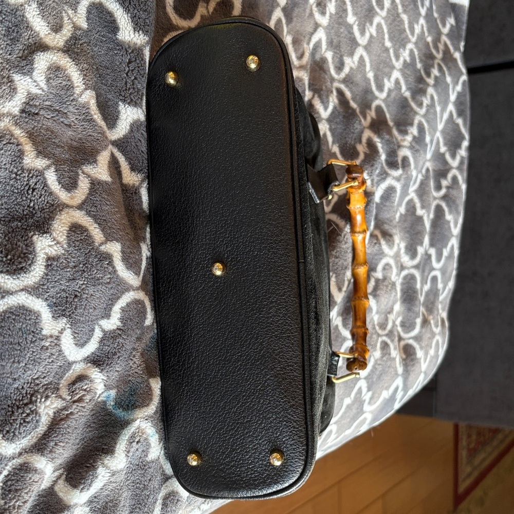 Gucci Black Suede with Bamboo Handles - Picture 2 of 12